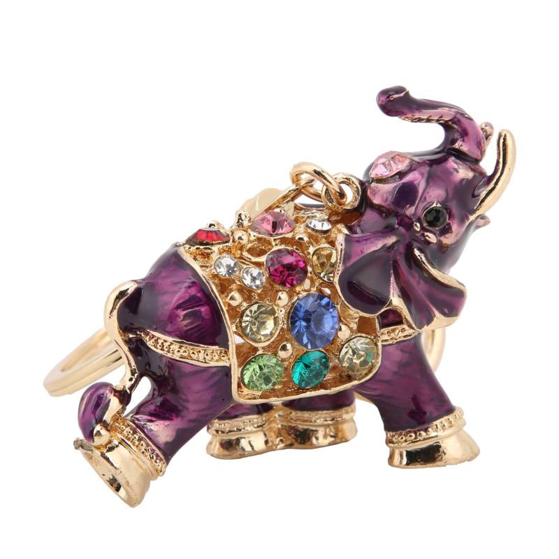 Schlüsselanhänger Exquisiter Strassbesetzter Elefant Auto Taschenanhänger für Mädchen Geburtstagsgeschenk(lila ) violett von Joom DACH