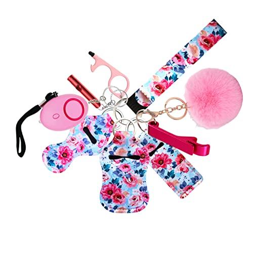 Schlüsselanhänger-Set für Damen mit persönlichem Alarm, Armband, Pompon-Schlüsselanhänger, Geschenke für Frauen und Mädchen von Joom DACH