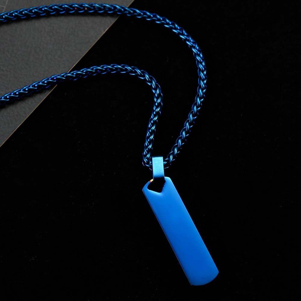 Schlüsselbeinketten Herren Anhänger Halskette Schwarz Silber Farbe Geometrische Anhängerkette Herren/Jungen Blue-Necklace von Joom DACH