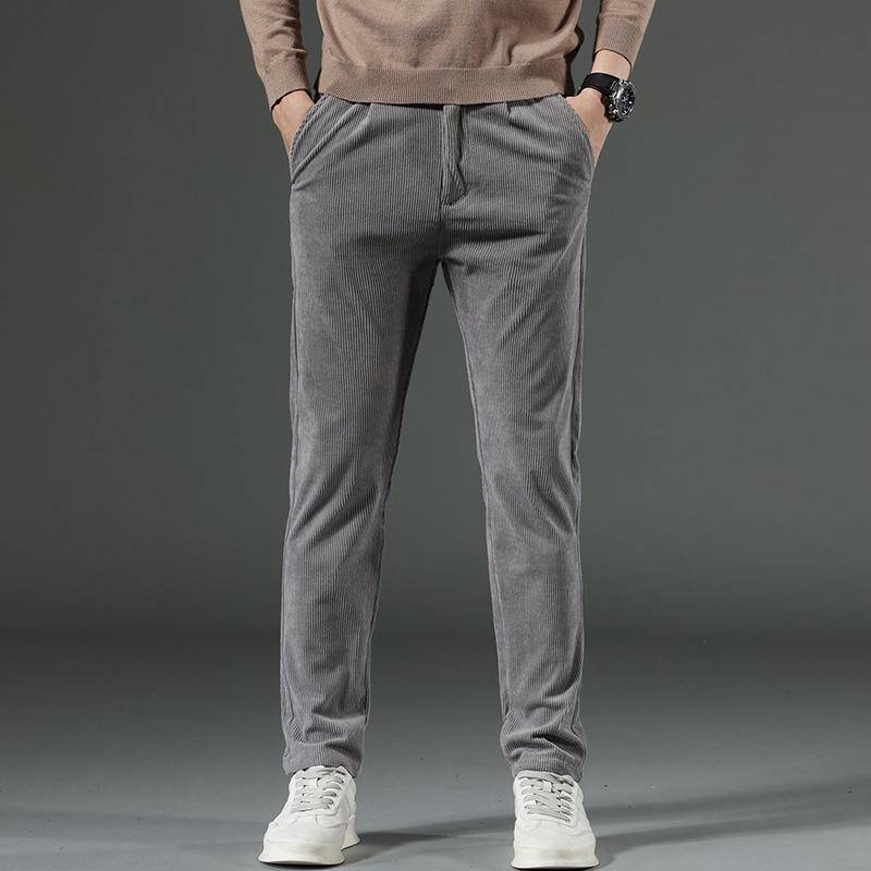 Schmale, gerade Cordhose für Herren – Herbst/Winter, gestreift, Business Casual, trendige Dad Wear 30 hellgrau von Joom DACH