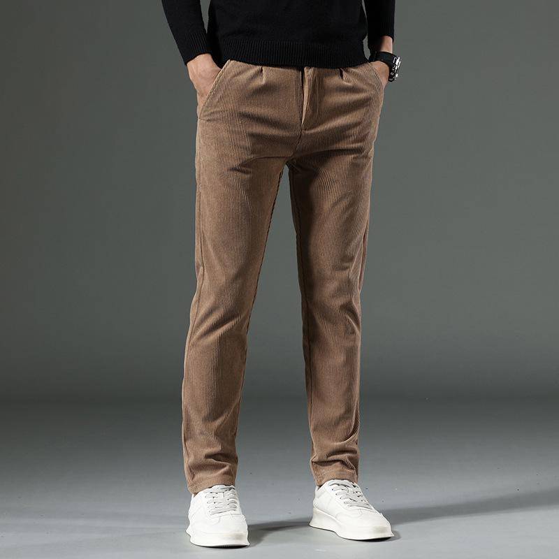 Schmale, gerade Cordhose für Herren – Herbst/Winter, gestreift, Business Casual, trendige Dad Wear 30 khaki von Joom DACH