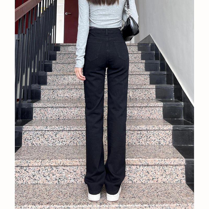 Schmale Jeans für Damen, Neue High-Waist American High Street Straight Eng anliegende Damen Hose L von Joom DACH