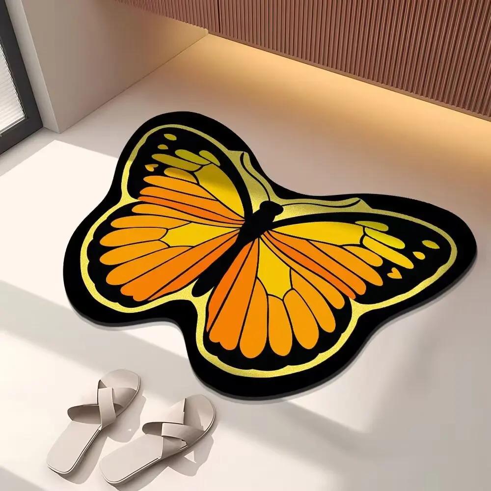 Schmetterling Badezimmer saugfähige Bodenmatte, Kieselgur, Toilette, Toilettentür Waschbecken, rutschfeste Fußmatte, Türmatte 40X60cm 15.7X23.6in von Joom DACH