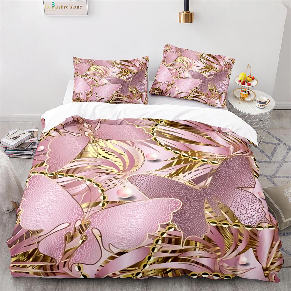 Schmetterling Bettbezug Set Blau Lila Wildtiere Bettwäsche Set King Queen Größe Für Kinder Mädchen Frauen Polyester Bettdeckenbezug EU single(135x200cm) von Joom DACH