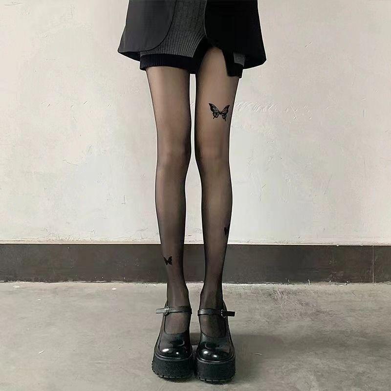 Schmetterling Weiße Seidenstrümpfe: Damen Anti-Fadenzieh-Strumpfhose im Frühlings-/Herbststil One Size von Joom DACH