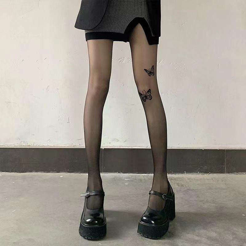 Schmetterling Weiße Seidenstrümpfe: Damen Anti-Fadenzieh-Strumpfhose im Frühlings-/Herbststil One Size von Joom DACH