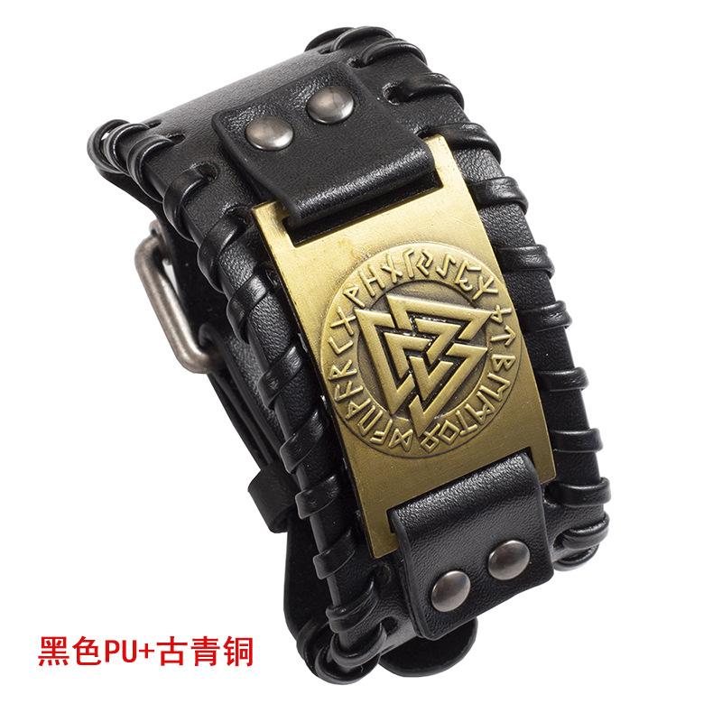 Schmuck Nordic Viking Totem Dreieck Energie Armband männer Kreative Leder Armband Persönlichkeit Retro Geflochtenes Armband von Joom DACH