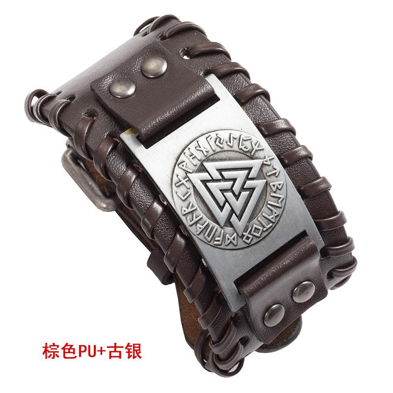 Schmuck Nordic Viking Totem Dreieck Energie Armband männer Kreative Leder Armband Persönlichkeit Retro Geflochtenes Armband von Joom DACH