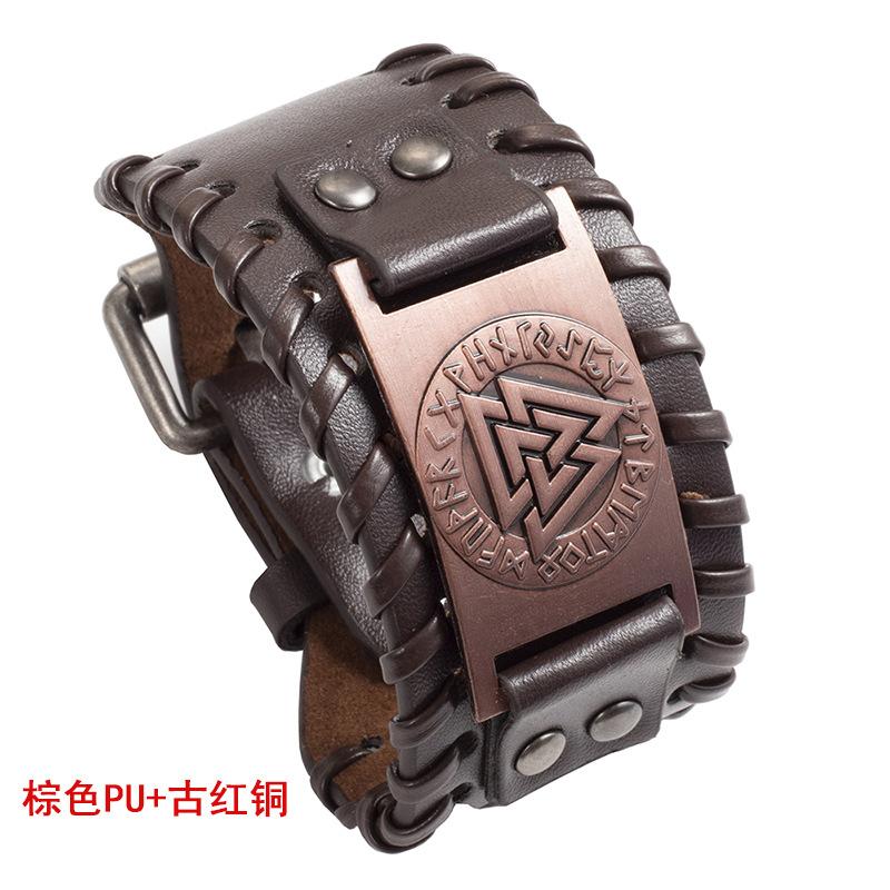 Schmuck Nordic Viking Totem Dreieck Energie Armband männer Kreative Leder Armband Persönlichkeit Retro Geflochtenes Armband von Joom DACH