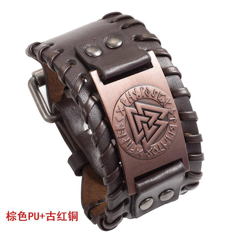 Schmuck Nordic Viking Totem Dreieck Energie Armband männer Kreative Leder Armband Persönlichkeit Retro Geflochtenes Armband von Joom DACH