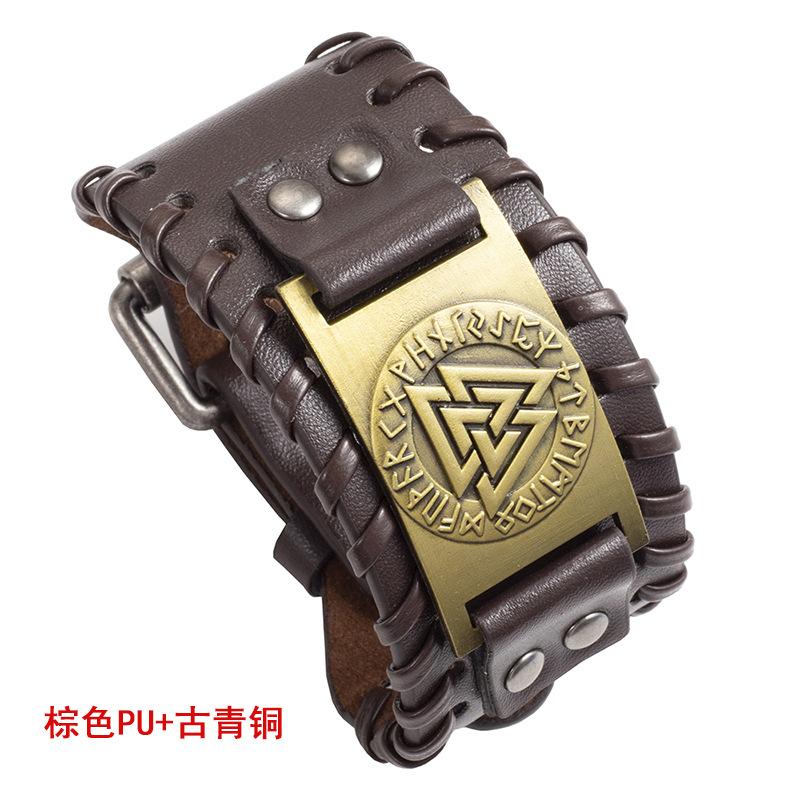 Schmuck Nordic Viking Totem Dreieck Energie Armband männer Kreative Leder Armband Persönlichkeit Retro Geflochtenes Armband von Joom DACH