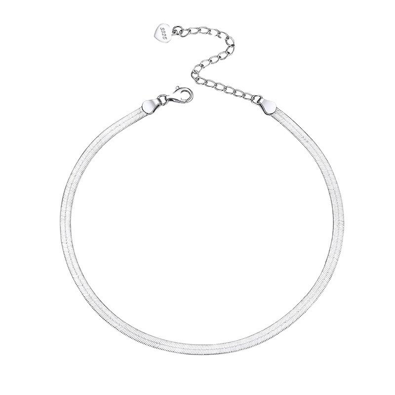 Schmuck S925 Sterling Silber Fußkettchen Flache Schlangenkette Verstellbare Fußkette für BFF 925 von Joom DACH