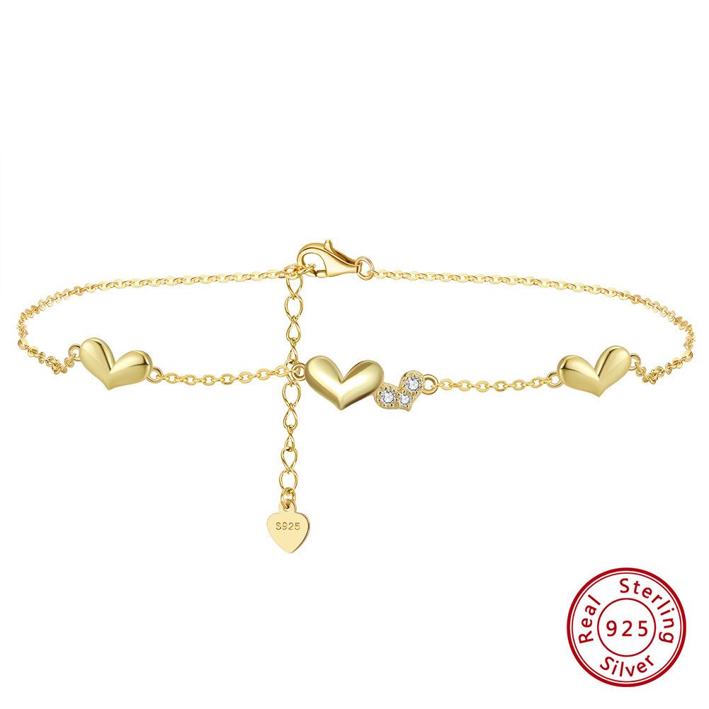 Schmuck S925 Sterling Silber Fußkette Love Legs 4A Zirkonia verstellbar 925 von Joom DACH