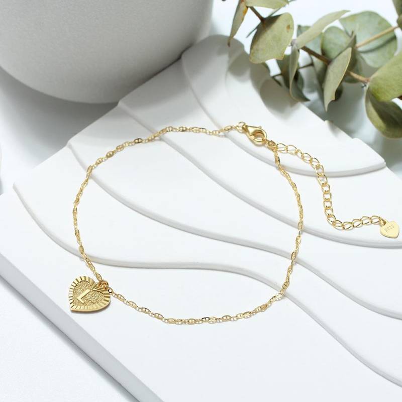 Schmuck S925 Sterlingsilber Fußkettchen 4A Zirkonia Liebe Bein Verstellbar 925 von Joom DACH