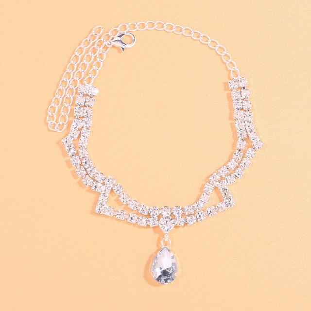 Schmuck Silber Anhänger Diamant Fußkette glänzende Öse Strass Fußkette Dame Fußkette 20CM von Joom DACH