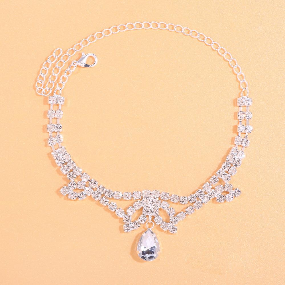 Schmuck Silber Anhänger Diamant Fußkette glänzende Öse Strass Fußkette Dame Fußkette 20CM von Joom DACH