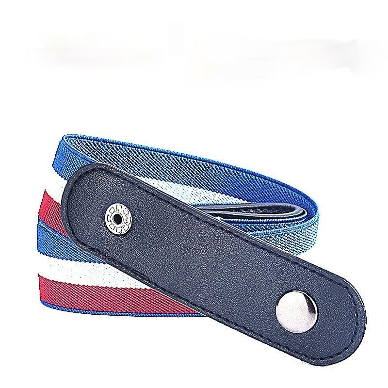 Schnallenfreier Gürtel für Jeans, Hosen, Kleider, elastischer Taillengürtel ohne Schnalle für Damen und Herren, kein Wölben, kein Ärger, stanzfreier Taillengürtel blau/rot von Joom DACH