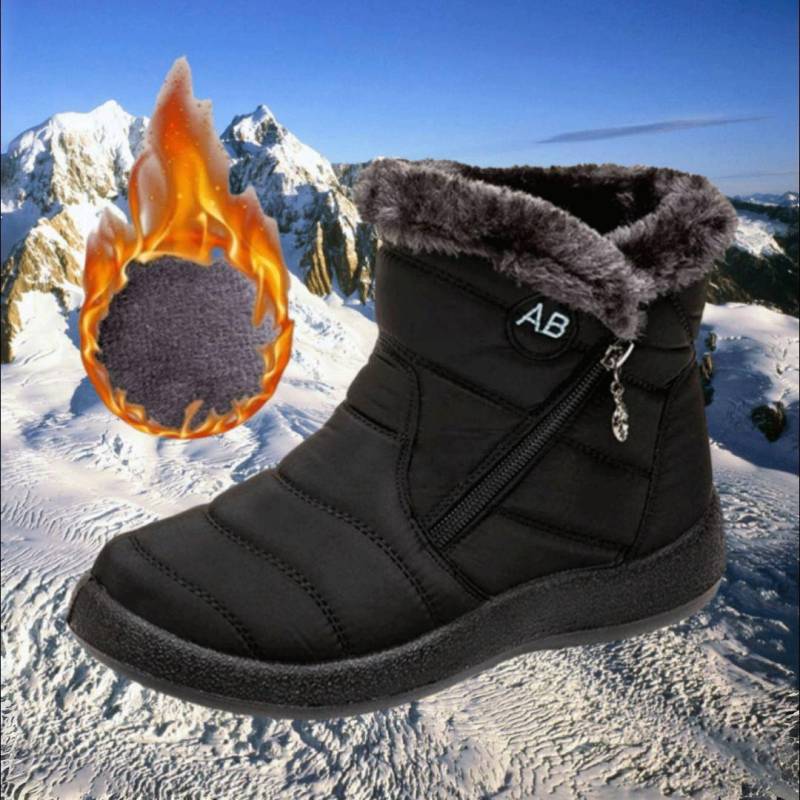 Schnee Damenstiefel Bequeme Damenstiefel Wasserdichte Damenschuhe Reißverschluss Schuhe Frau Weiches Fell Damen Winterstiefel Botas Mujer 36 schwarz von Joom DACH