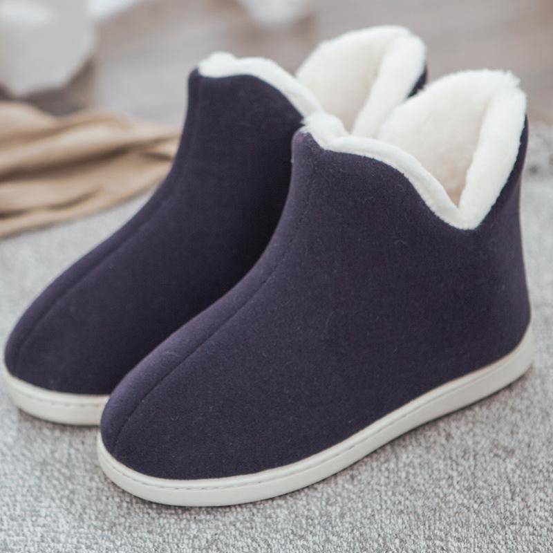 Schnee Stiefel Damen Tragen Dicke Sohle Hohe Wollstiefel Herbst Winter Pelzbedeckte Halbschuhe Plüsch 42-43 navy blau von Joom DACH