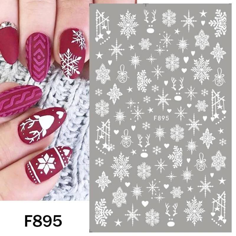 Schnee Weihnachten Nagelaufkleber Blumen Pflanzen Nail Art Aufkleber Floral Blatt Frühling Schieber Maniküre Dekor von Joom DACH