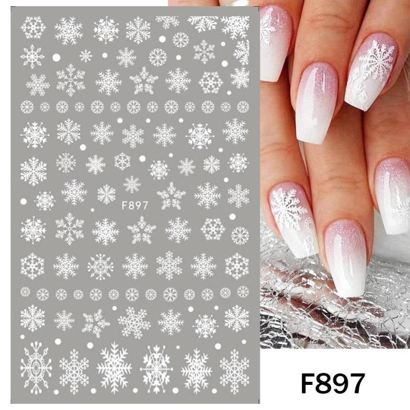 Schnee Weihnachten Nagelaufkleber Blumen Pflanzen Nail Art Aufkleber Floral Blatt Frühling Schieber Maniküre Dekor von Joom DACH