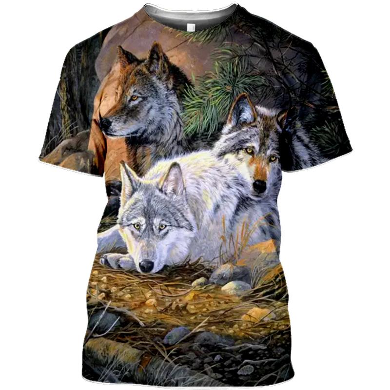 Schnee Wolf 3D Druck Harajuku T Hemd Männer Frauen Kurzarm Kleidung Tier Mode T Herren Übergroßen 4XL von Joom DACH