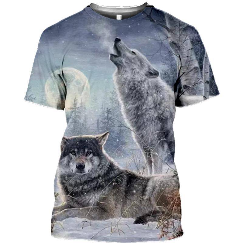 Schnee Wolf 3D Druck Harajuku T Hemd Männer Frauen Kurzarm Kleidung Tier Mode T Herren Übergroßen 4XL von Joom DACH