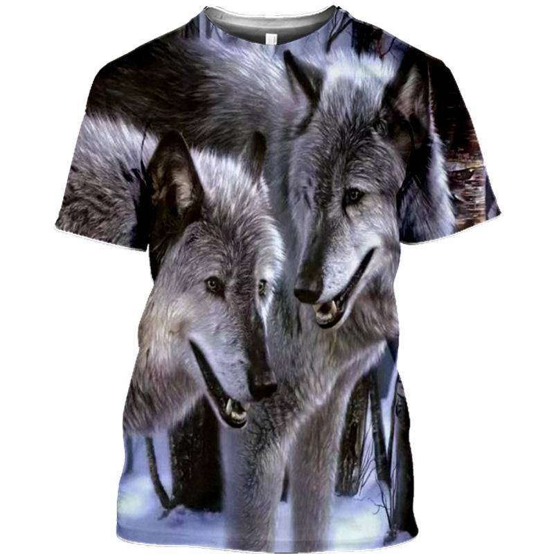Schnee Wolf 3D Druck Harajuku T Hemd Männer Frauen Kurzarm Kleidung Tier Mode T Herren Übergroßen 6XL von Joom DACH