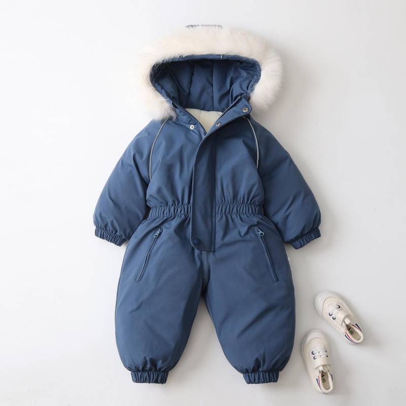 Schneeanzug für Kinder Kleinkind Einteiliger Schneeanzug Skianzüge Mädchen und Jungen mit Kapuze Wasserdichter Overall Overalls Winter Warmer Snowboardmantel Outdoorjacken 90cm von Joom DACH