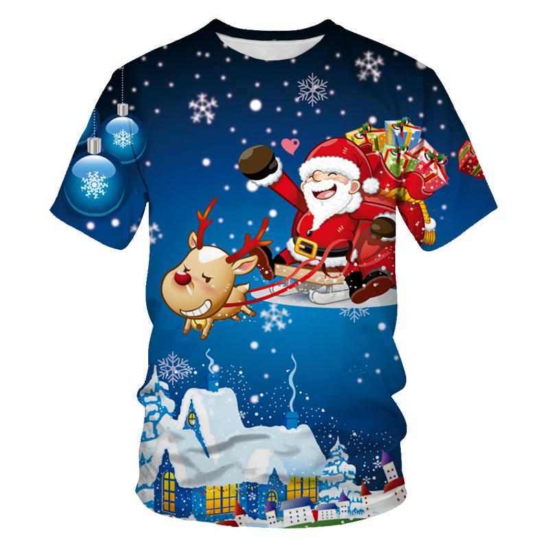 Schneemann Weihnachtsmann 3D-Druck Kinder T-Shirts Weihnachten Sommer T-Shirt Mode Jungen Mädchen Rundhals T-Shirt Tops 100 von Joom DACH