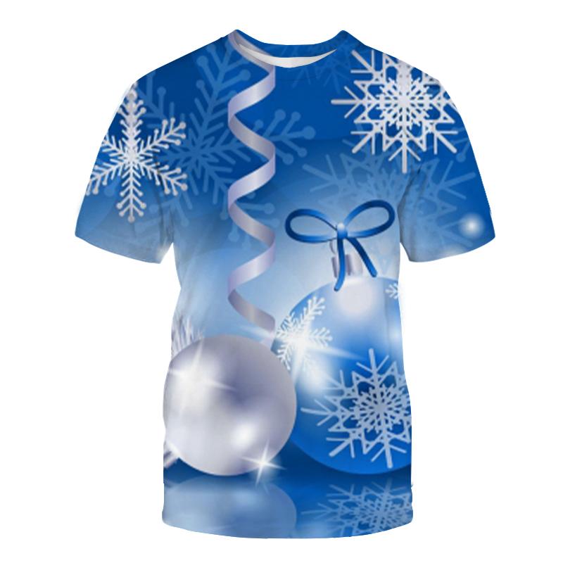 Schneemann Weihnachtsmann 3D-Druck Kinder T-Shirts Weihnachten Sommer T-Shirt Mode Jungen Mädchen Rundhals T-Shirt Tops 110 von Joom DACH