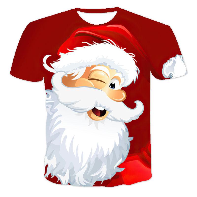 Schneemann Weihnachtsmann 3D-Druck Kinder T-Shirts Weihnachten Sommer T-Shirt Mode Jungen Mädchen Rundhals T-Shirt Tops 120 von Joom DACH