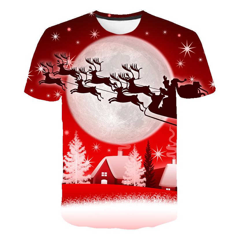 Schneemann Weihnachtsmann 3D-Druck Kinder T-Shirts Weihnachten Sommer T-Shirt Mode Jungen Mädchen Rundhals T-Shirt Tops 150 von Joom DACH