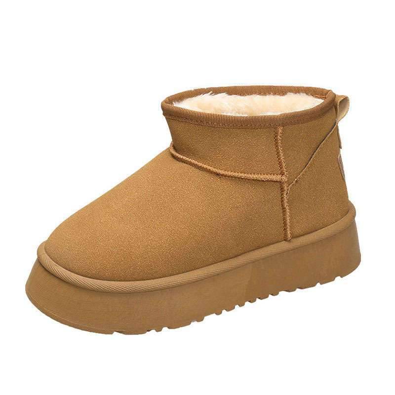 Schneestiefel Damen Schuhe Fell Integriert Neu Winter Dicke Sohle Fleece Gefüttert Gepolstert Warmhaltend Brot Baumwollschuhe 39 von Joom DACH
