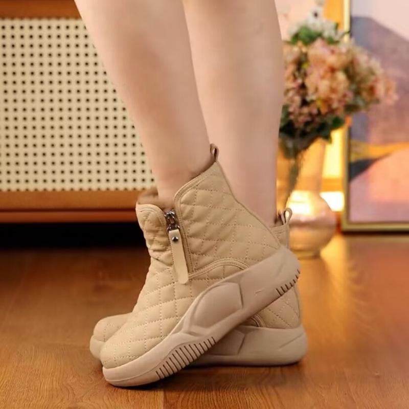 Schneestiefel Damen Winter Stiefeletten Damen Warme Pelzgefütterte Booties Verdickungsschuhe Reißverschluss Flache Sneakers Outdoor Booties 40 khaki von Joom DACH