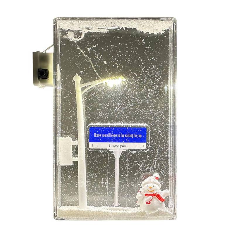 Schneeszene Nachtlicht Simulation handgefertigte Materialien Weihnachten verschneite Straße Nachtlampe Kunsthandwerk Dekorationen Weihnachtsgeschenke von Joom DACH