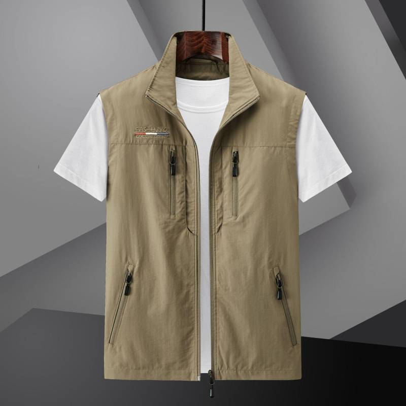 Schnell trocknende Outdoor-Weste für Herren, Sommer- und Herbst-Multi-Pocket-dünne Werkzeugweste in Übergröße, 6XL, Freizeitjacke XXL khaki von Joom DACH