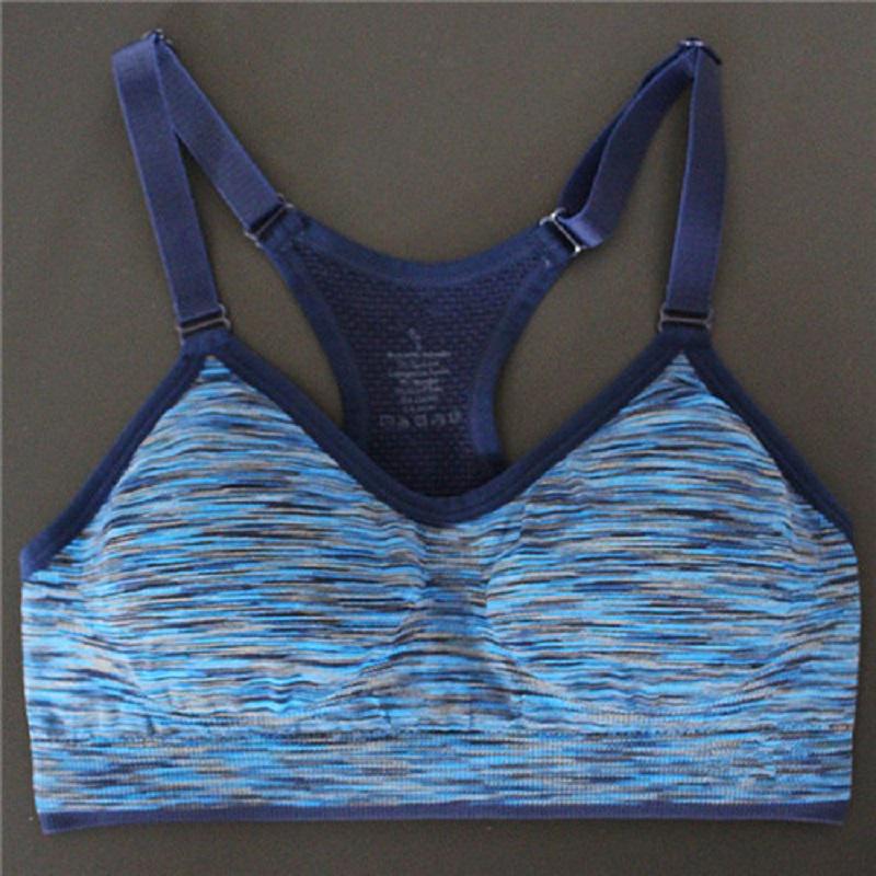 Schnell trocknendes, gepolstertes Damen-Yoga-Gym-Fitness-Sport-BH, stoßfestes Lauf-Büstenhalter-Tanktop M blau von Joom DACH