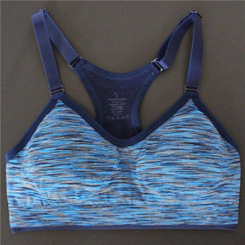 Schnell trocknendes, gepolstertes Damen-Yoga-Gym-Fitness-Sport-BH, stoßfestes Lauf-Büstenhalter-Tanktop M blau von Joom DACH