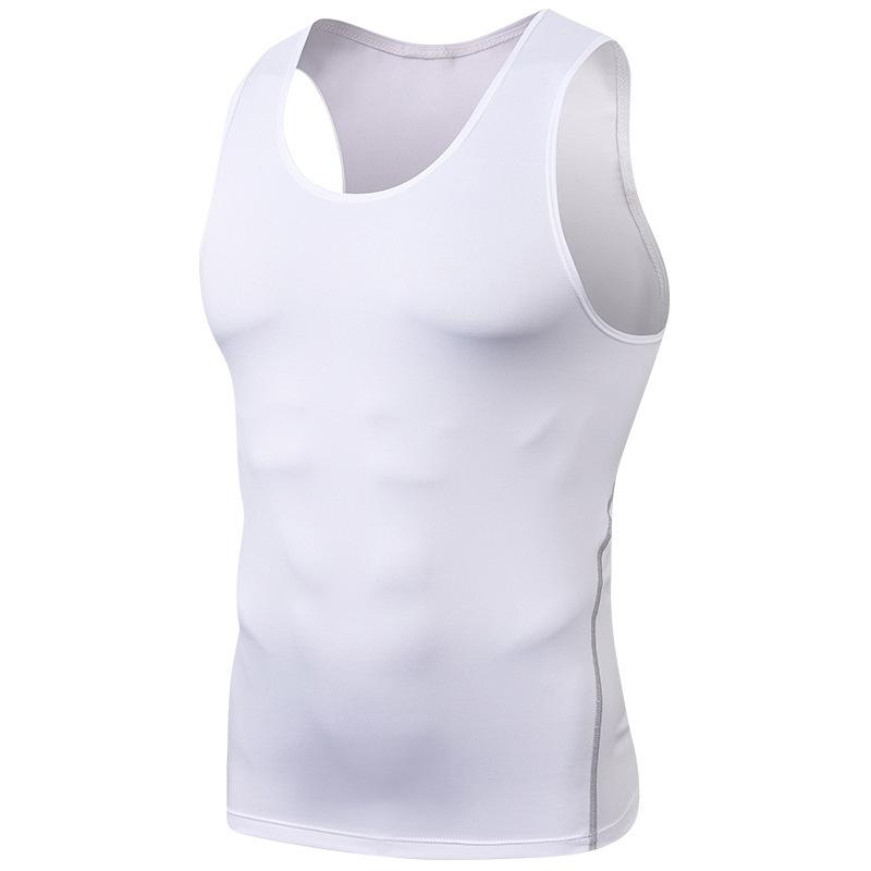 Schnell trocknendes Herren-Kompressionsshirt zum Abnehmen, Body Shaper, Weste, Workout-Tanktops, Bauchmuskel-Unterhemden L weiß von Joom DACH