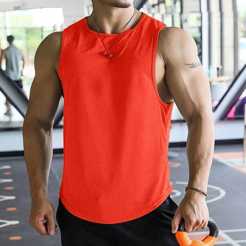 Schnell trocknendes Workout-Tanktop für Herren, Fitnessstudio, Muskel-T-Shirt, Fitness, Bodybuilding, ärmelloses T-Shirt XXXL orange von Joom DACH
