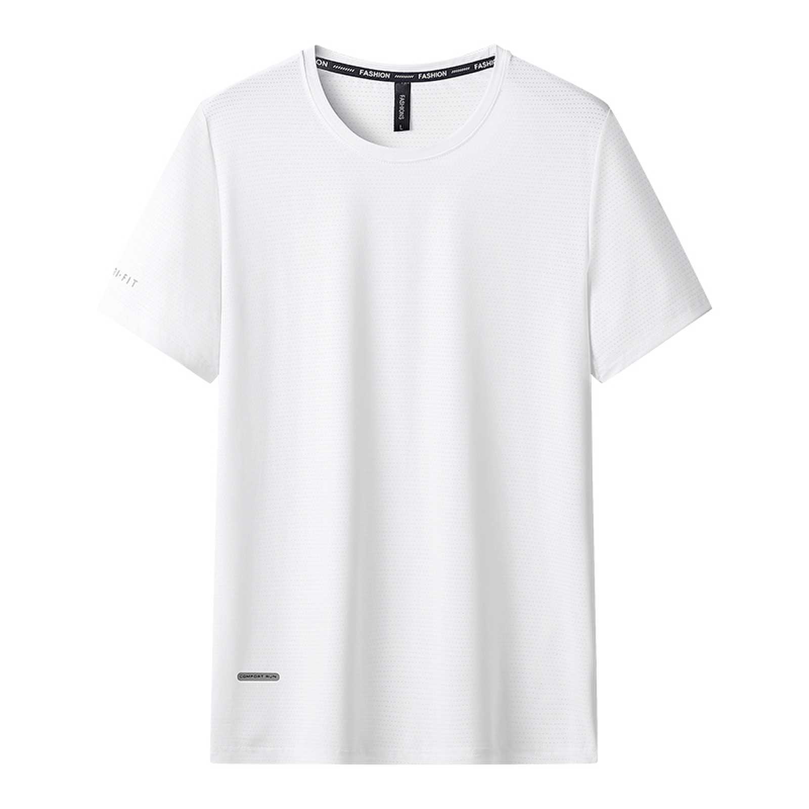 Schnelltrocknende, sportliche T-Shirts für Herren mit kurzen Ärmeln, feuchtigkeitsableitend, Lauf- und Workout-Shirts, dehnbar, lässig, atmungsaktiv, Rundhalsausschnitt 6XL weiß von Joom DACH