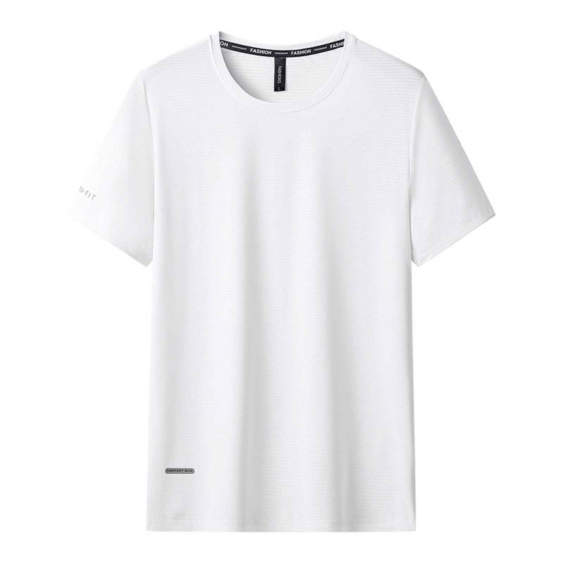 Schnelltrocknende, sportliche T-Shirts für Herren mit kurzen Ärmeln, feuchtigkeitsableitend, Lauf- und Workout-Shirts, dehnbar, lässig, atmungsaktiv, Rundhalsausschnitt 6XL weiß von Joom DACH
