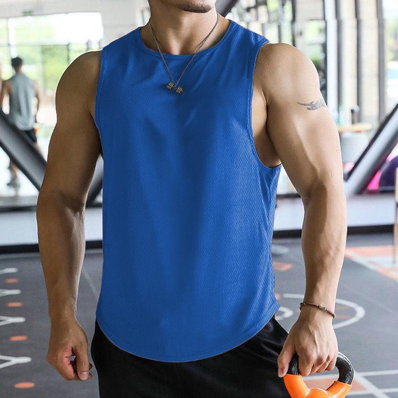 Schnelltrocknende Fitnessweste für Herren – ärmellose Weste für Basketball, Laufen und Training L blau von Joom DACH