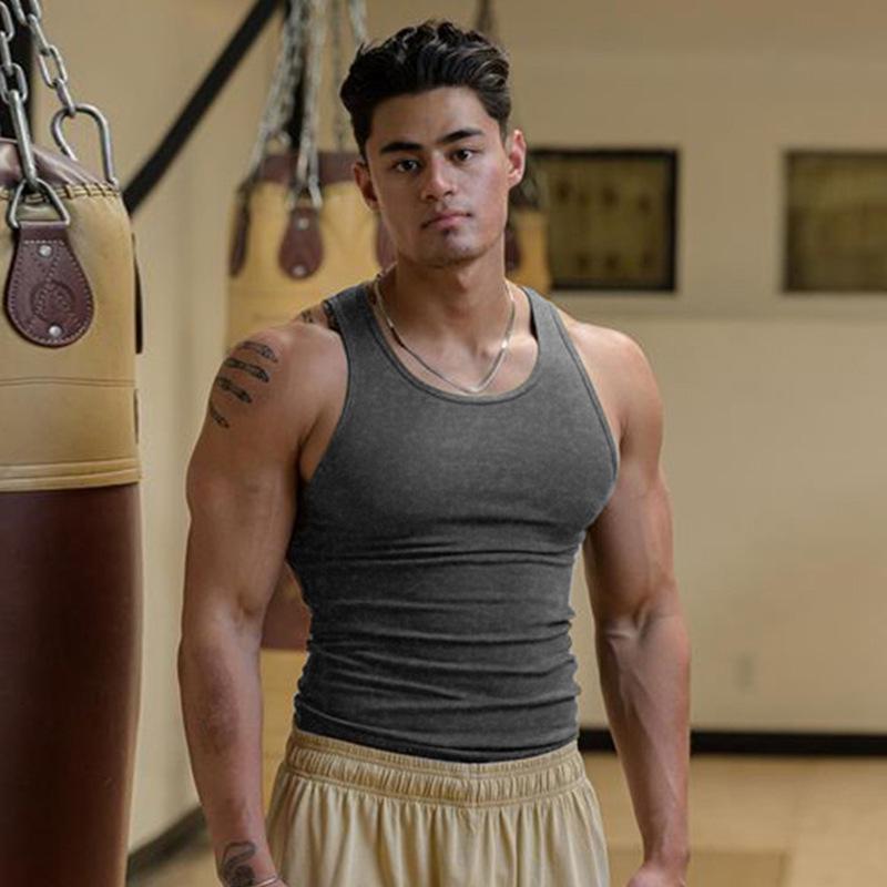 Schnelltrocknende Fitnessweste für Herren im Sommer – Einfarbiges ärmelloses Sportshirt der amerikanischen Modemarke XXL graue Schnelltrocknende Fitnessweste für Herren im Sommer – Einfarbiges ärmelloses Sportshirt der amerikanischen Modemarke XXL graue von Joom DACH