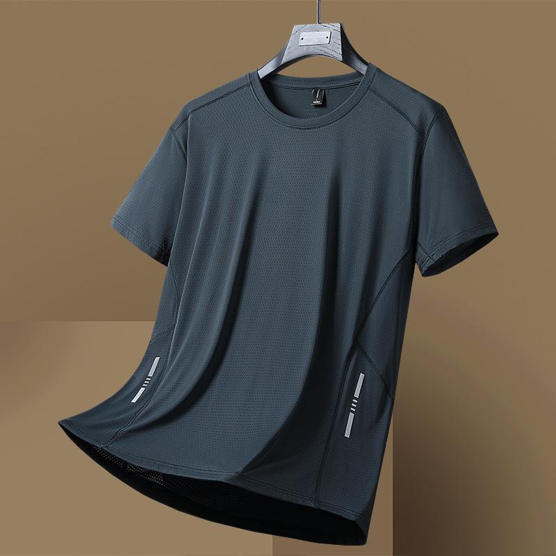 Schnelltrocknendes Kurzarm-T-Shirt für Herren im Sommer, dünn, locker, große Größe, halbarm, atmungsaktiv, lässig, Sport-T-Shirt XL von Joom DACH