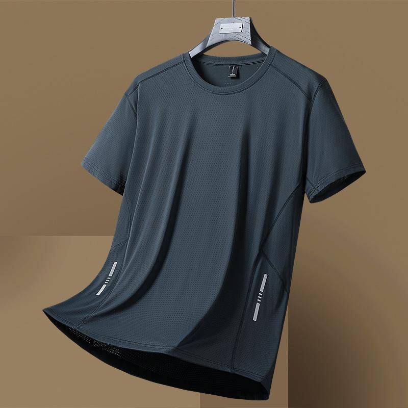 Schnelltrocknendes Kurzarm-T-Shirt für Herren im Sommer, dünn, locker, große Größe, halbarm, atmungsaktiv, lässig, Sport-T-Shirt XL von Joom DACH