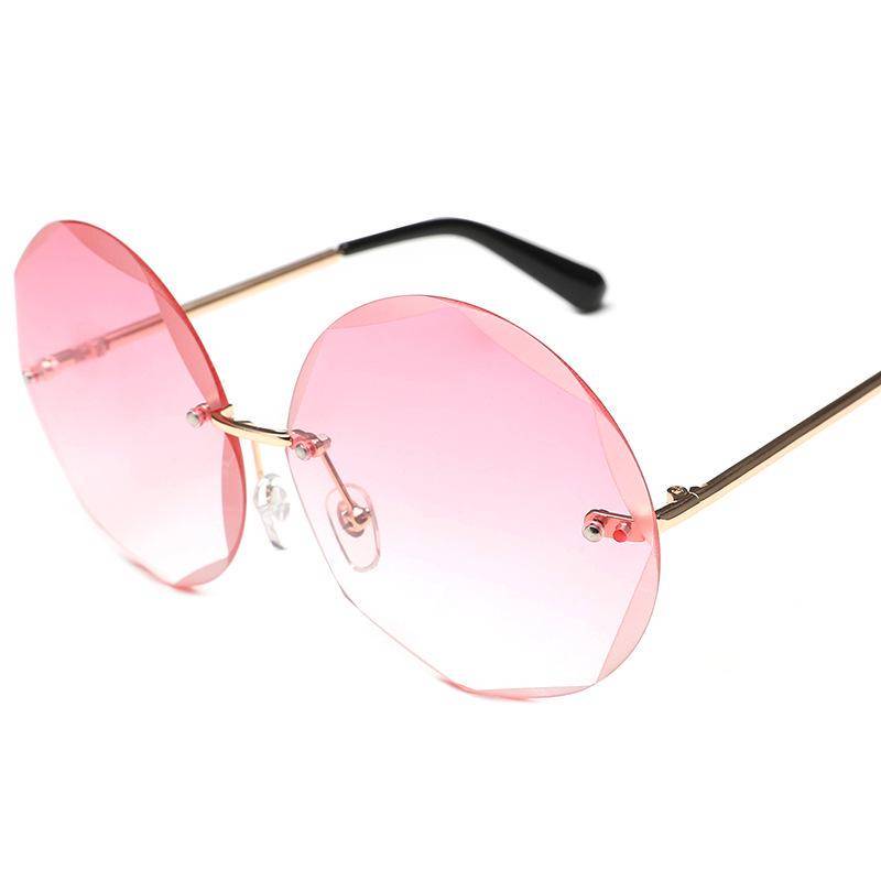 Schnittkante der rahmenlosen Cat-Eye-Sonnenbrille, weiblich, Retro-Farbverlauf, Meeresfilm, Damen-Frauen-Brille bunt von Joom DACH