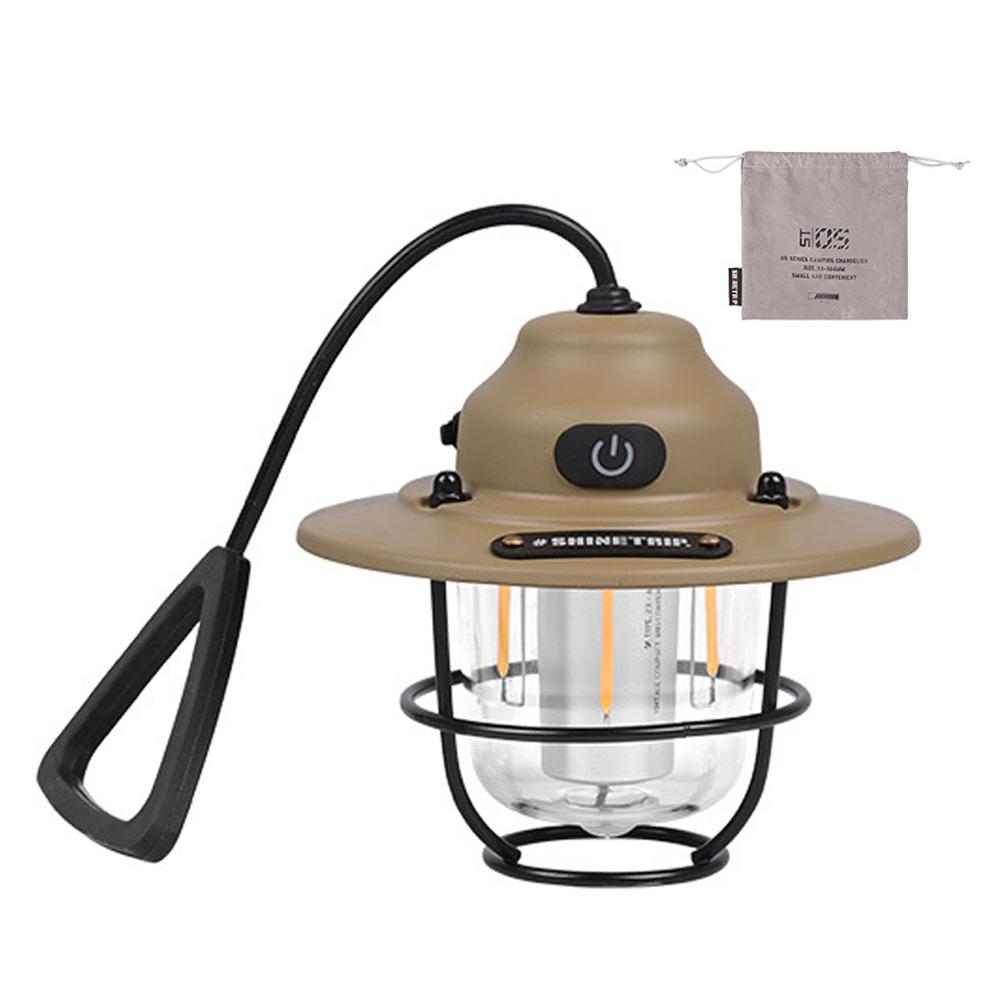 Schnurlose Campinglampe, tragbar, Hängeleuchte, Outdoor, Retro-Zeltlicht, Heimatmosphäre, Laterne khaki von Joom DACH