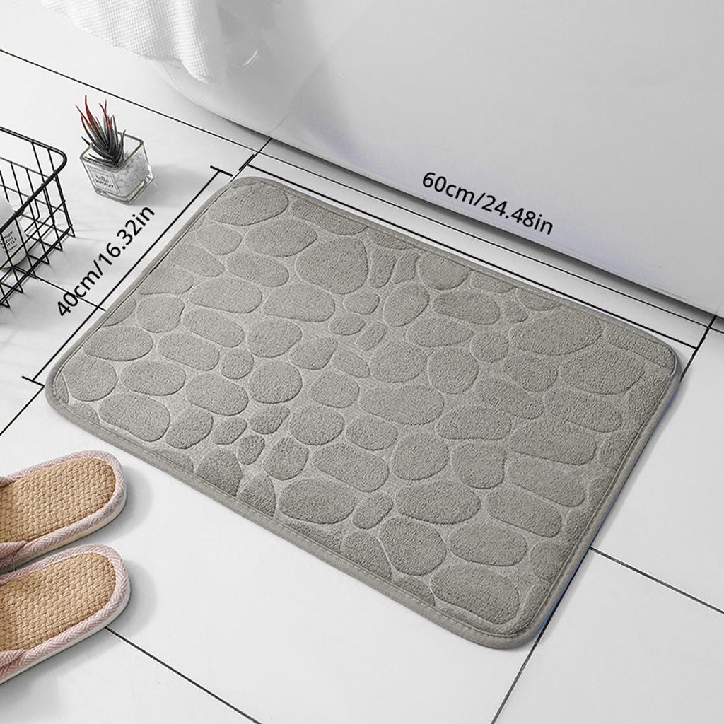 Schöne Badezimmer-Badematte mit Kopfsteinpflaster-Prägung, rutschfeste Teppiche im Waschbecken, Badewanne, seitlicher Bodenteppich, Duschraum-Fußmatte, Memory-Schaum-Pad 40x60cm grau von Joom DACH